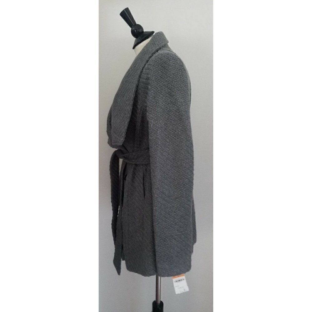 NWT Women's I.N.C. International Concepts Textured Wrap Coat in Charcoal Size S - Picture 5 of 11